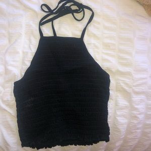 Ribbed black PAC SUN crop top-high neck